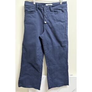 Mica Los Angeles Women’s Blue Khaki Wide Leg Crop Pants Size 30 X 26 High Rise